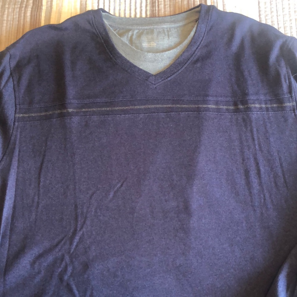 Blue with grey mock undershirt long sleeve